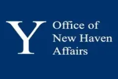 Logo of the Office of New Haven Affairs on a blue background.